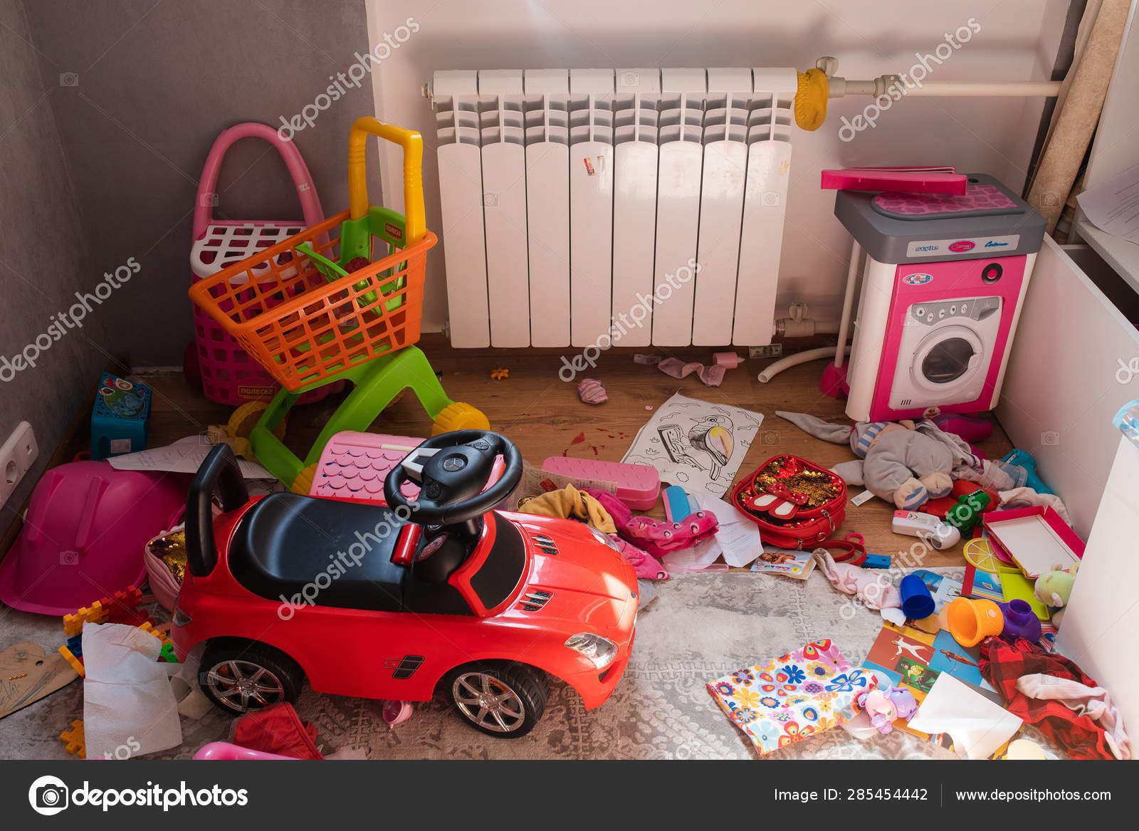 Messy Kids Room In Daylight View Over Messy In The Kid S
