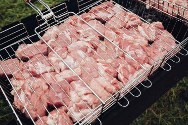 Bahçede barbekü sürecinin yanından görünüm