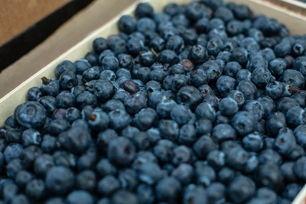 Pile of fresh blueberries at a food market — Stock Photo, Image