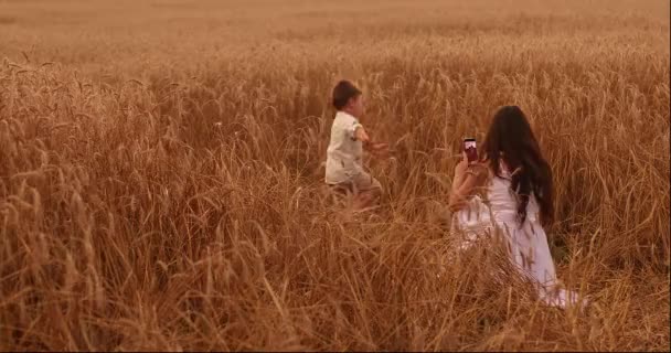 快乐的父亲在草地上扭动孩子. — 图库视频影像