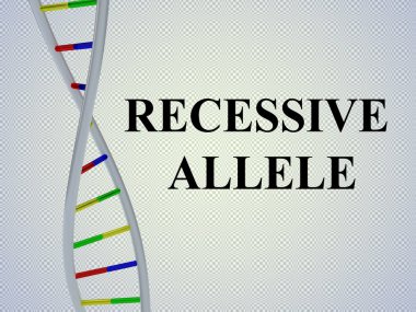 Resesif gen el yazısı ile Dna çift sarmalı, soluk mavi arka plan üzerinde izole 3D çizimi