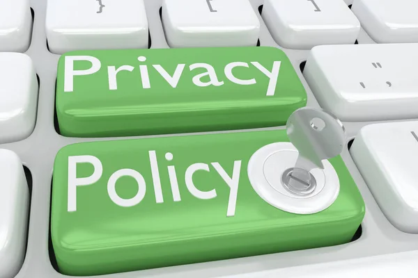 Illustrazione Della Tastiera Del Computer Con Stampa Privacy Policy Due — Foto Stock