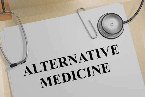 Ilustracja Medycyna Alternatywna Tytułu Dokument Medyczny — Zdjęcie stockowe