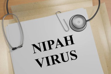 tıbbi bir belge başlığına Nipah virüs 3D çizimi