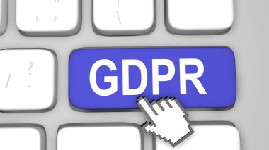Gdpr bilgisayar anahtar kavram 3d render illüstrasyon