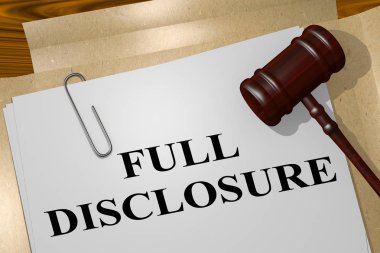 3D illustration of FULL DISCLOSURE title on legal document clipart