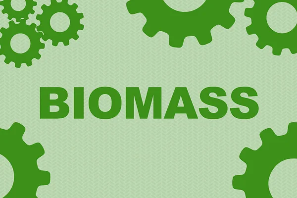 Biomassa Teken Concept Illustratie Met Groene Gear Wheel Cijfers Bleke — Stockfoto