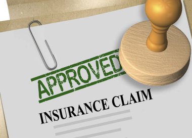 Onaylandı 3D çizimi damga başlık sigorta hasar talep belge üzerinde