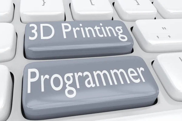 计算机键盘的插图与标题3D 打印程序员在二个相邻的灰色按钮 — 图库照片