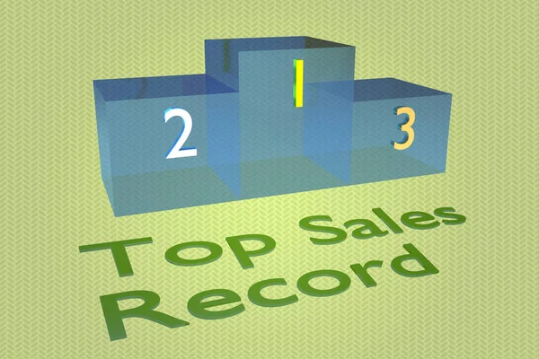 3D illustration of TOP SALES RECORD title with a podium as a background