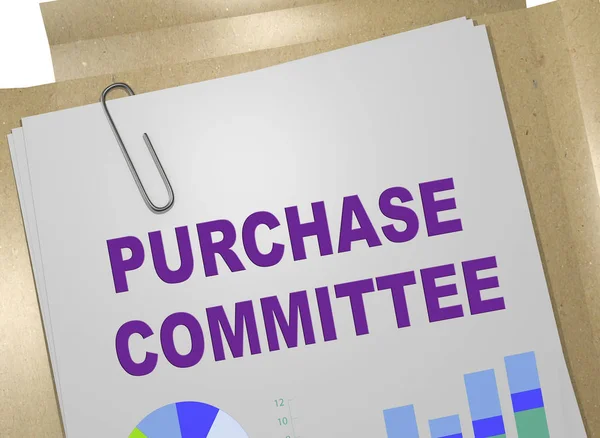 3D illustration of PURCHASE COMMITTEE title on business document