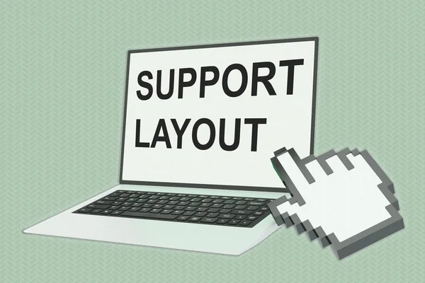 Ilustración Del Script Support Layout Con Icono Mano Apuntando Pantalla —  Fotos de Stock