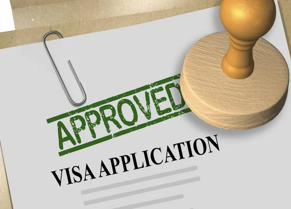Illustration Approved Stamp Title Visa Application Form — Stock Photo, Image