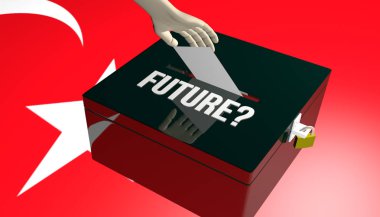 Seçmenler ile Türkiye seçimleri kavram sonra gelecek 3D render illüstrasyon Türkiye bayrağı arka plan pusulasında seçtikleri eklemek