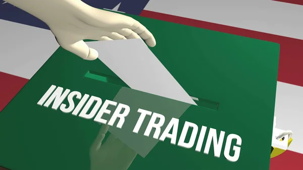 Insider trading concept. 3D illustration ballot and us flag.