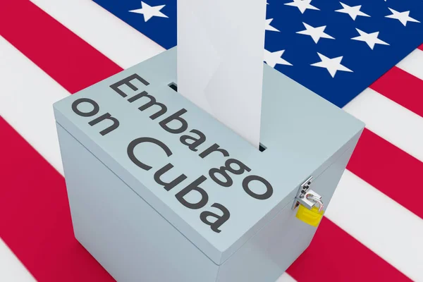 Ilustração Embargo Cuba Roteiro Uma Urna Envelope Votação Foi Inserido — Fotografia de Stock