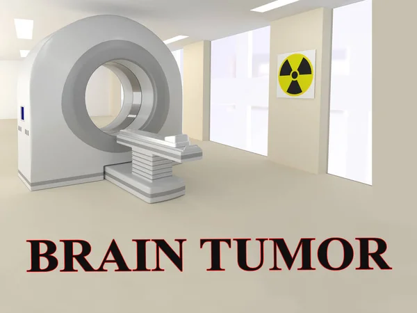 Ilustración Del Título Brain Tumor Con Escáner Como Fondo — Foto de Stock