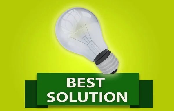 Colorful Best Solution Concept Green Text Banner Rendered Domestic Light — Stock Photo, Image