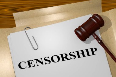 yasal belge başlığına sansür 3D çizimi