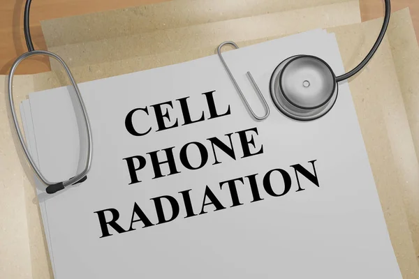 Ilustración Del Título Radiación Del Teléfono Celular Documento Médico — Foto de Stock