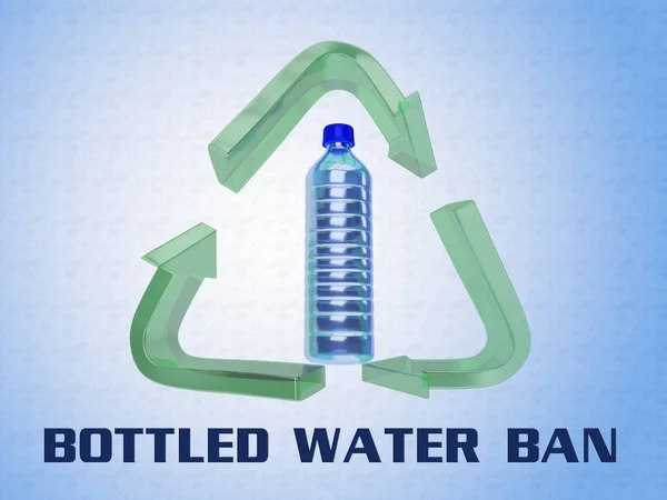 Illustrazione Del Titolo Bottled Water Ban Con Bottiglia Plastica Simbolo — Foto Stock