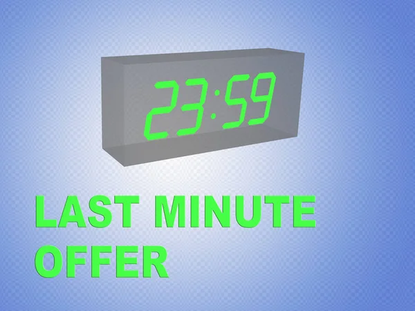 Illustration Last Minute Offer Title Clock Blue Gradient Background — Stock Photo, Image
