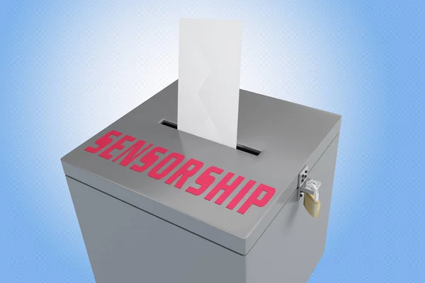 投票箱と投票封筒検閲スクリプトの イラストレーションされて投票箱に挿入 青のグラデーションの上分離 — ストック写真