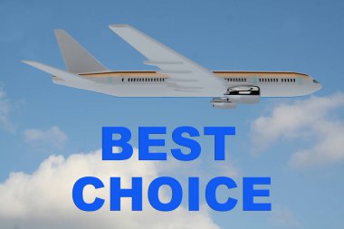 en iyi seçim başlık bulutlu gökyüzü üzerinde 3D çizimi bir uçağın altında bir arka plan olarak.