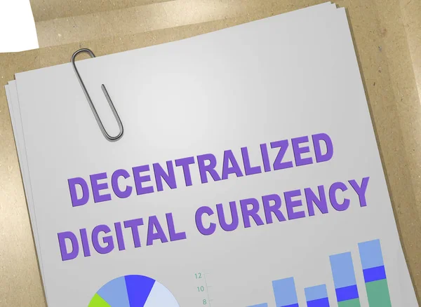 Ilustración Del Título Currencia Digital Descentralizada Documento Negocios — Foto de Stock