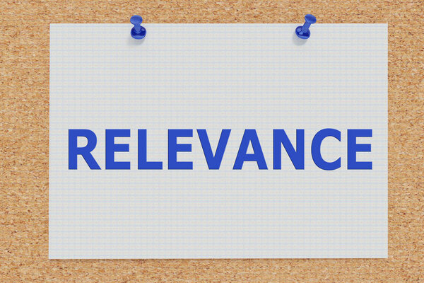 3D иллюстрация РЕЛЬванса на пробковой доске
