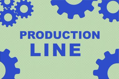 Üretim hattı kavramı işareti kavramı illüstrasyon mavi dişli çark ile soluk yeşil arka plan üzerinde rakamlar