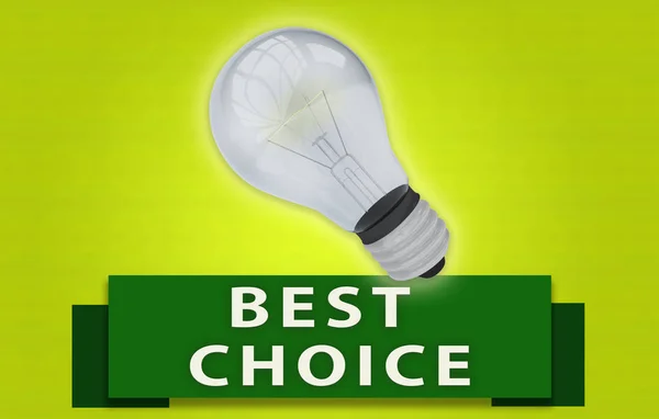 Красочная Концепция Лучший Выбор Зеленым Текстовым Баннером Трехмерной Домашней Лампочкой — стоковое фото