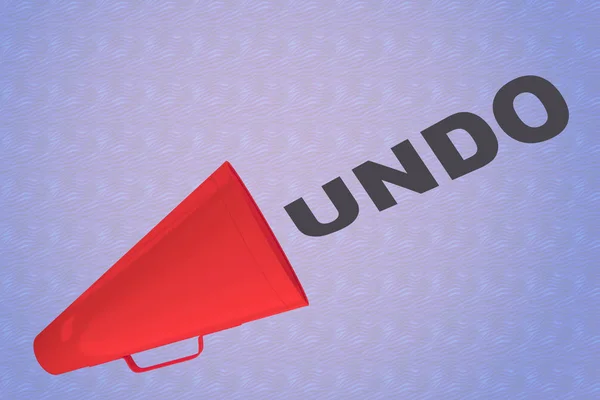 3D-Illustration des Rückgängigkeitstitels, der aus einem Lautsprecher fließt — Stockbild Illustration Des Rückgängigkeitstitels Der Aus Einem Lautsprecher Fließt — Stockfoto