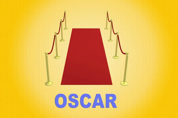 Illustrazione Del Titolo Oscar Davanti Tappeto Rosso Isolato Sfondo Colorato — Foto Stock