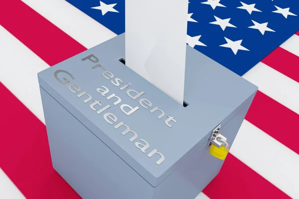 Illustration President Gentleman Script Ballot Box Flag Background — Stock Photo, Image