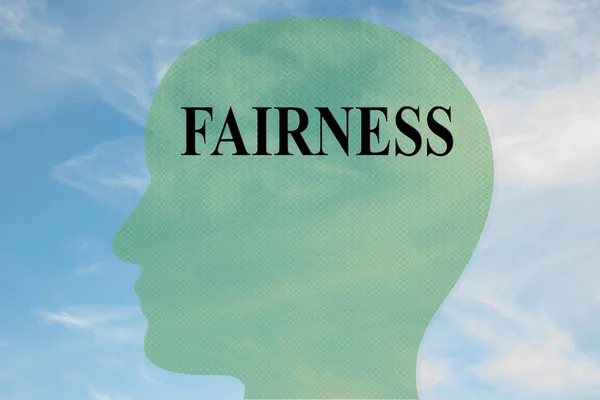 Darstellung Des Fairness Titels Auf Der Kopf Silhouette Mit Bewölktem — Stockfoto