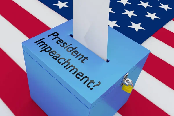 Illustration President Impeachment Script Ballot Box Flag Background — Stock Photo, Image