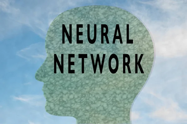 Ábra Fej Sziluett Felhős Háttérben Neurális Hálózat Cím Leképezési — Stock Fotó