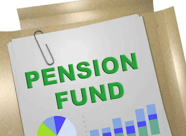 3D illustration of PENSION FUND title on business document
