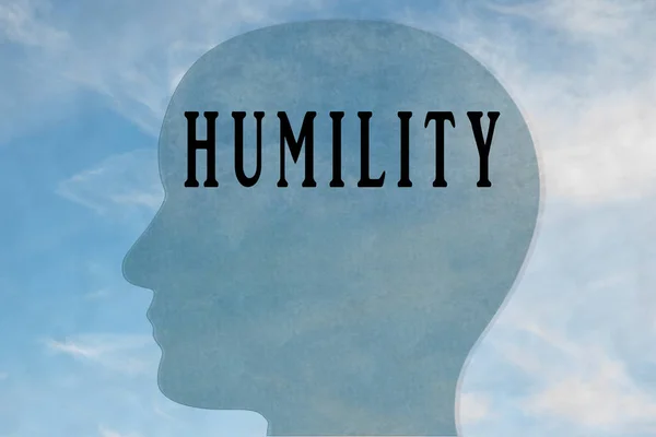 Render Illustration Humility Title Head Silhouette Cloudy Sky Background — Stock Photo, Image