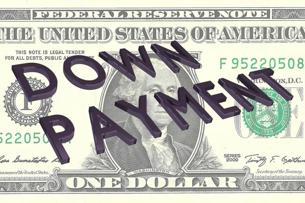 Illustration Des Anzahlungstitels Auf Einem Dollarschein Als Hintergrund — Stockfoto
