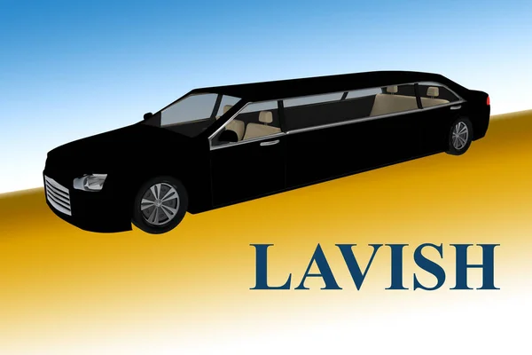 Illustration Titre Lavish Devant Une Limousine Noire Avec Fond Dégradé — Photo
