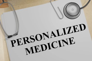 3D illustration of PERSONALIZED MEDICINE title on a medical document clipart