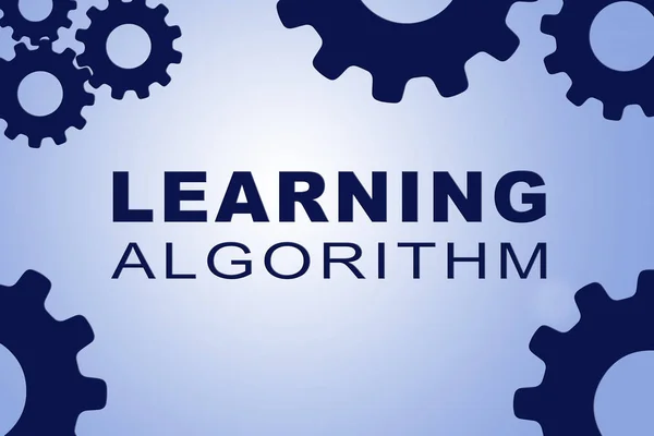 Lärande Algoritm Tecken Konceptet Illustration Med Gröna Kugghjul Siffror Gul — Stockfoto