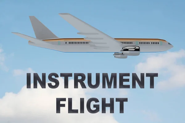 Illustration Des Instrumentenflugtitels Bewölkten Himmel Als Hintergrund Unter Einem Flugzeug — Stockfoto