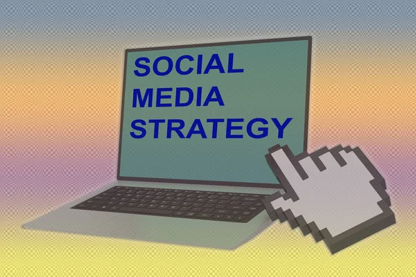 Illustrazione Dello Script Social Media Strategy Con Icona Della Mano — Foto Stock