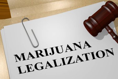 yasal belge başlığına marihuana yasallaştırma 3D çizimi