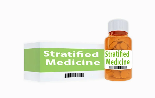 Illustrazione Del Titolo Della Medicina Stratificata Sulla Bottiglia Della Pillola — Foto Stock