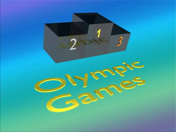 3D illustration of Olympic Games title with a podium, and a colored gradient as a background