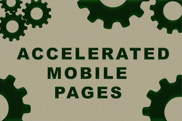 Accelerated Мобільний Знак Концепція Ілюстрація Зеленими Фігурами Шестерні Бежевому Фоні — стокове фото